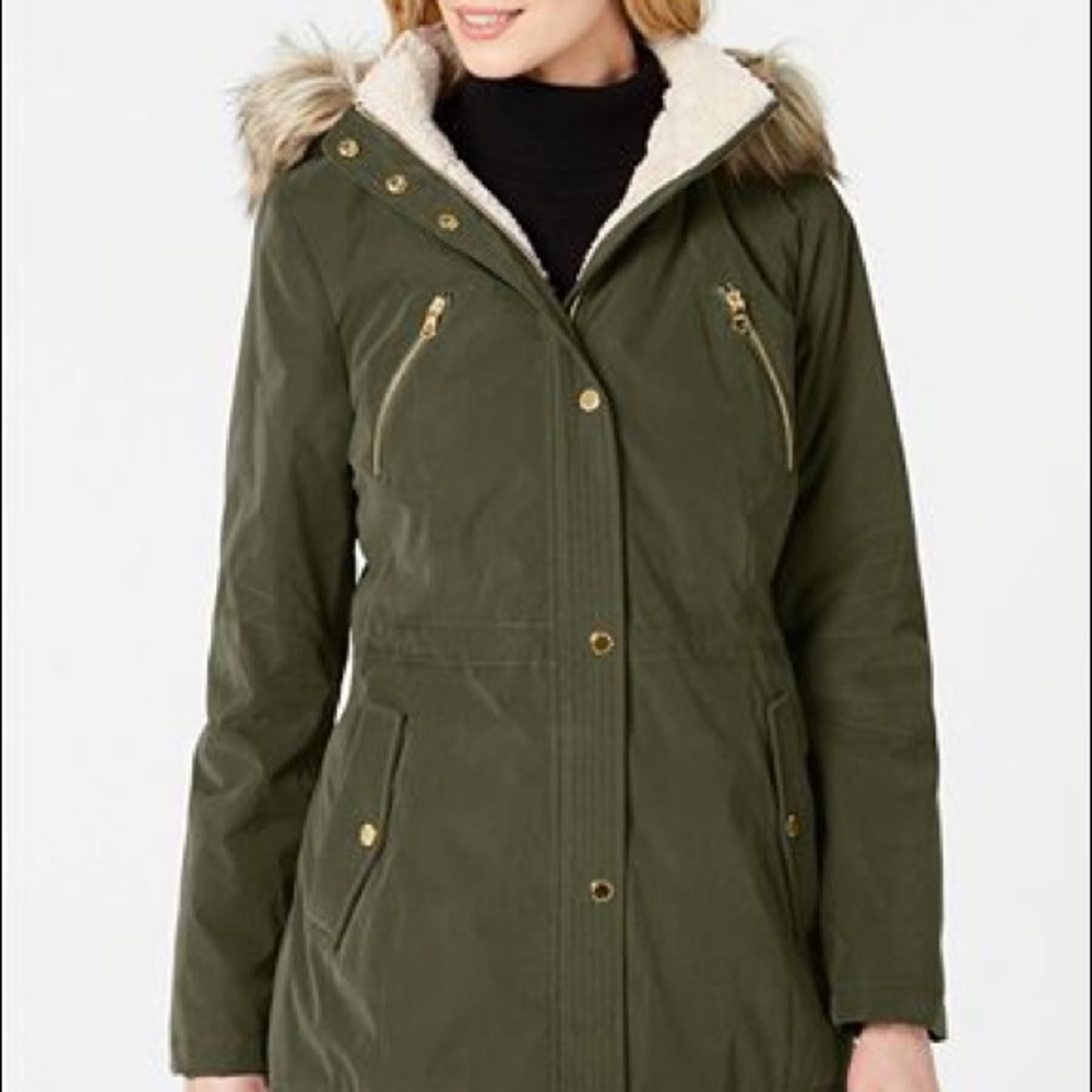 Nautical faux fur hooded jacket size M